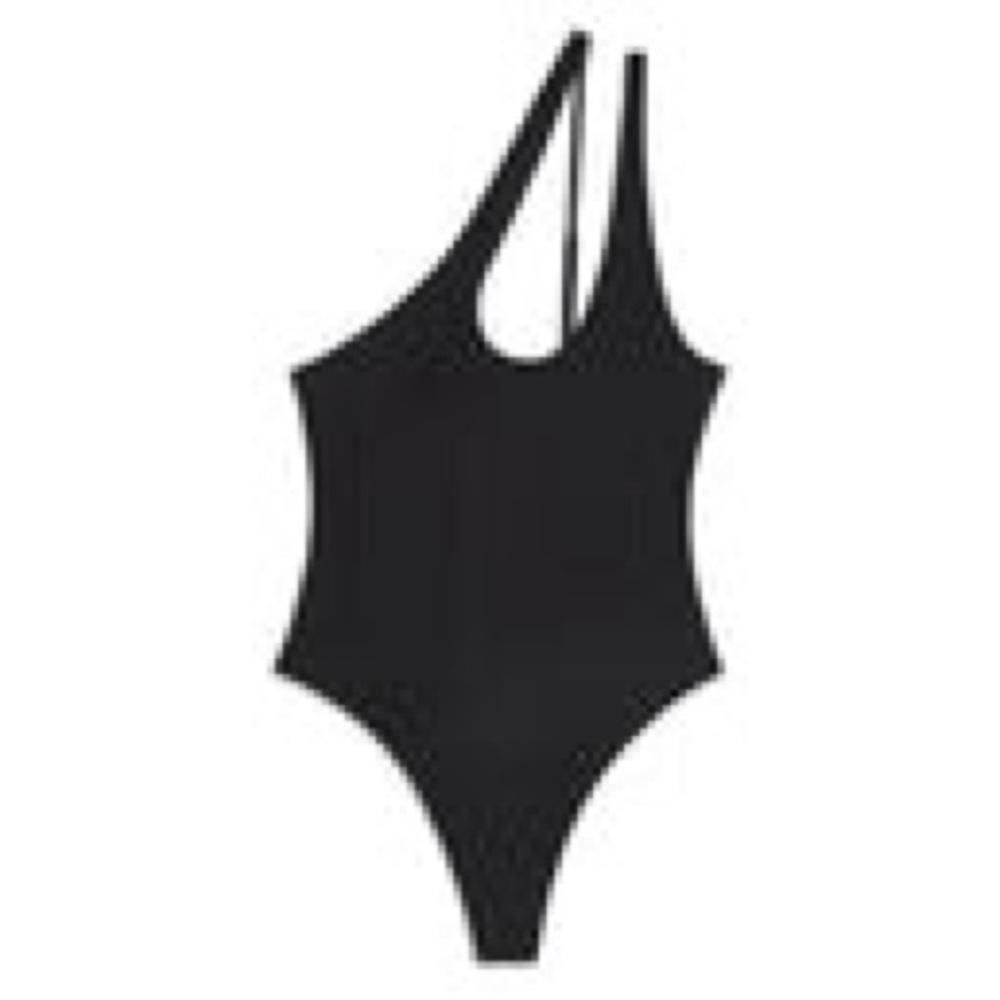 WeWoreWhat Black Asymmetrical Bodysuit NWT